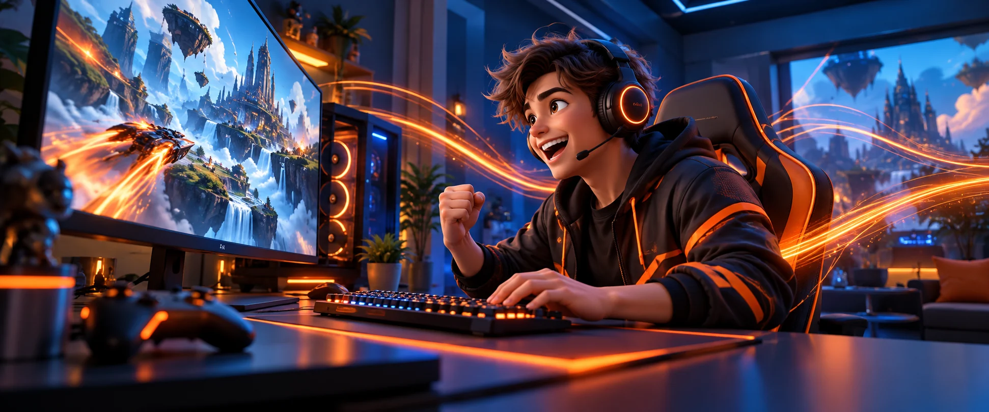 Gamer aproveitando uma conexão estável da A2 Connect+